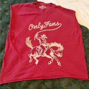 Red Graphic Sleeveless Tee only fans